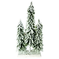 Outlet Christmas Forever TREE FLOCKED ALPINE 29″ H X3 TREES W/ WOODEN BASE