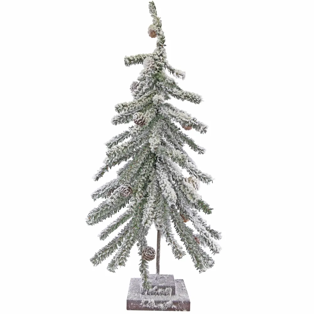 Discount Christmas Forever TREE FLOCKED PVC ALPINE 25″ W/ PINE CONES & BASE
