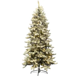 New Christmas Forever TREE FLOCKED PVC PINE 4’/346T 160-LED WARM WHITE LIGHTS