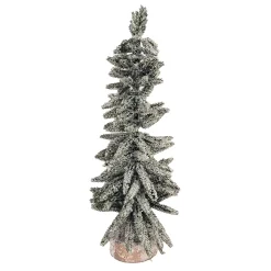 Clearance Christmas Forever TREE FLOCKED/ SNOWY PINE 16″ W/ WOODEN BASE
