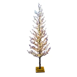 Clearance Christmas Forever TREE FROSTED / ICED 72″ W/ 168 LED LIGHTS BROWN/ CLEAR