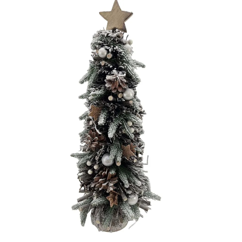 Hot Christmas Forever TREE FROSTED DECORATED PINE 21.5″ W/ STAR TEE TOP & BASE