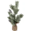 New Christmas Forever TREE FROSTED NEEDLE PINE 20″ W/ PINE CONES & BURLAP BASE