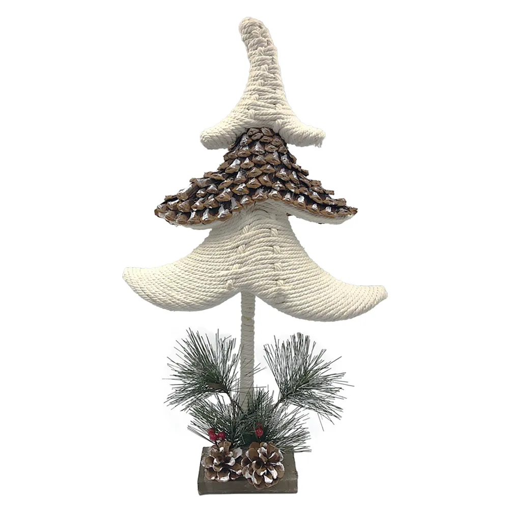 Sale Christmas Forever TREE KNOTCRAFT TABLE DECOR 19.5″ CREAM/NATURAL W/ NEEDLE PINE & BERRIES