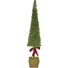 Hot Christmas Forever TREE MINI LEAF 29.5″ W/ WOODEN POT & RED RIBBON