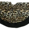 Christmas Forever TREE SKIRT 34″ BLACK/ BEIGE LEOPARD PRINT PLUSH W/ BLACK BORDER