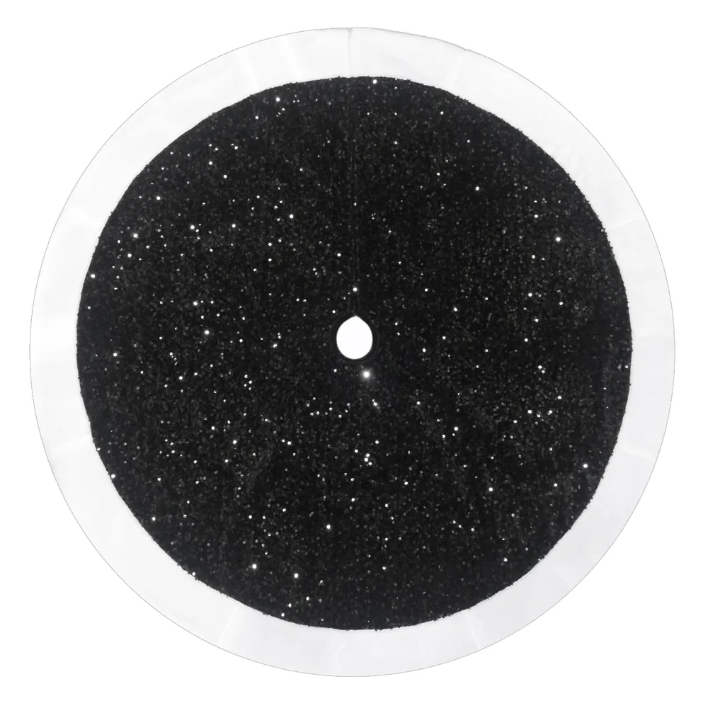 Online Christmas Forever TREE SKIRT 48″ BLACK SEQUINS W/ FAUX FUR BORDER