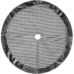 Outlet Christmas Forever TREE SKIRT 42″ BLACK/ WHITE CHECK W/ GRAY FUR BORDER