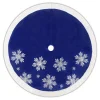 Clearance Christmas Forever TREE SKIRT 48″ BLUE VELVET W/ FAUX FUR BORDER, IRID. SNOWFLAKES SEQUINS EMBROIDERY