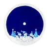 Outlet Christmas Forever TREE SKIRT 48″ BLUE/WHITE VELVET W/ FAUX FUR BORDER, METALLIC EMBROIDERY