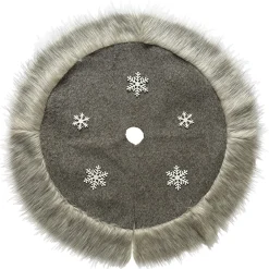 Sale Christmas Forever TREE SKIRT 39.5″ FAUX FUR BROWN W/ SNOWFLAKE