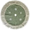 Clearance Christmas Forever TREE SKIRT 39.5″ FAUX FUR GREEN W/ SNOWFLAKE