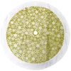 New Christmas Forever TREE SKIRT 48″ GLOD GLITTER W/ WHT SNOWFLAKES AND FAUX FUR BORDER