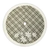 Discount Christmas Forever TREE SKIRT 48″ GRAY PLAID W/ SHERPA BORDER, EMBROIDERY, SNOWFLAKE DESIGN