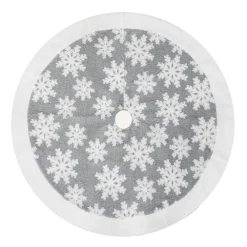 Online Christmas Forever TREE SKIRT 48″ GRAY/WHITE SNOWFLAKES W/ SHERPA BORDER