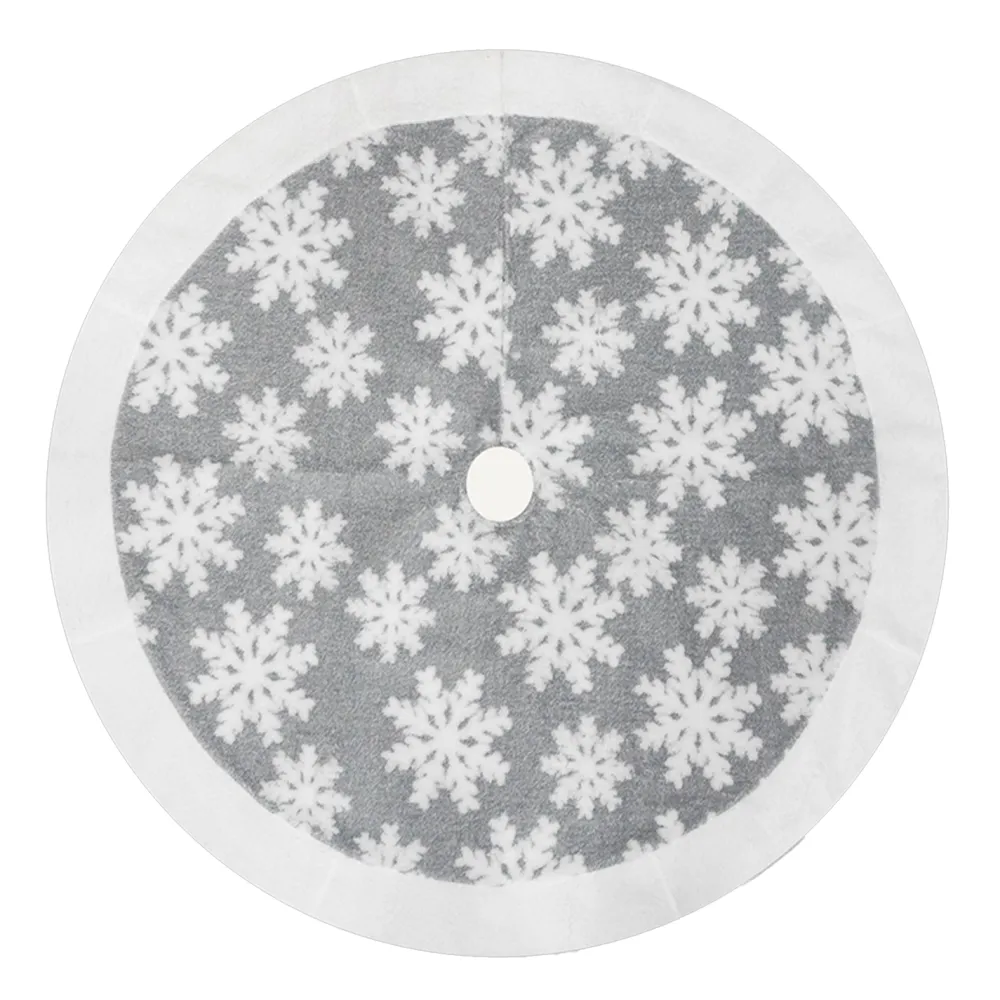 Online Christmas Forever TREE SKIRT 48″ GRAY/WHITE SNOWFLAKES W/ SHERPA BORDER