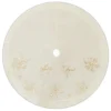 Outlet Christmas Forever TREE SKIRT 48″ IVORY VELVET WITH FAUX FUR BORDER GOLD SNOWFLAKE SEQUINS & EMBROIDERY
