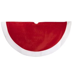 New Christmas Forever TREE SKIRT 48″ RED VELVET W/FLEECE BORDER