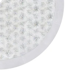 Online Christmas Forever TREE SKIRT 48″ WHITE W/IRIDESCENT SEQUIN W/ FAUX FUR BORDER
