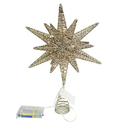 Clearance Christmas Forever TREE TOP STAR GOLD GLITTER 10″x14″ 3D W/ LED LIGHTS B/O