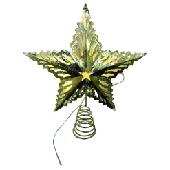 Sale Christmas Forever TREE TOP STAR GOLD METAL 11″ W/ LED LIGHTS B/O