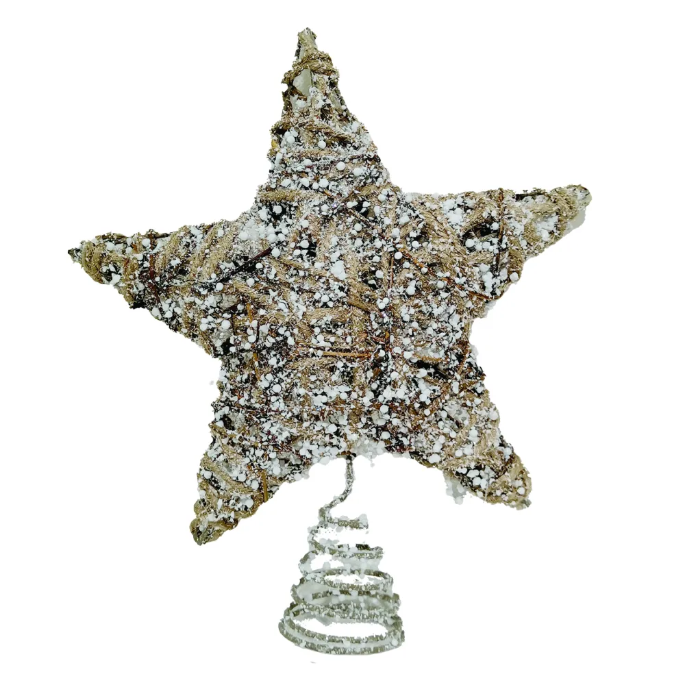 Discount Christmas Forever TREE TOP STAR NATURAL ROPE 12″ W/ SNOW FROSTING