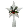 New Christmas Forever TREE TOP STAR WHITE 14.5″ W/ BOW, PINE, CONE & BERRIES