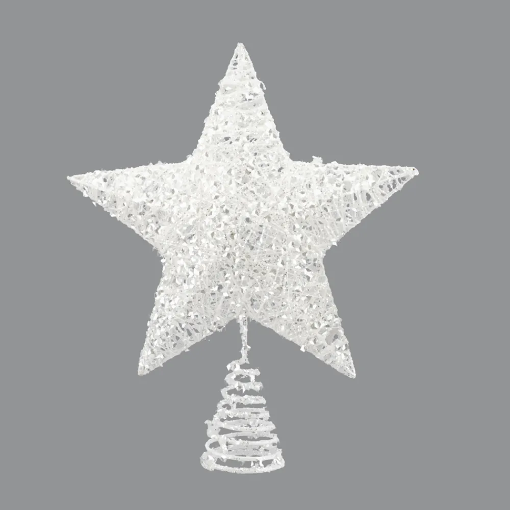 Discount Christmas Forever TREE TOP STAR WHITE/SILVER GLITTER 10″X 12″