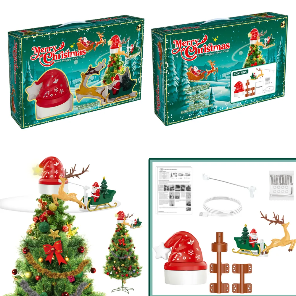 Online Christmas Forever TREE TOPPER – ROTATING SLEIGH 7PCS W/MOVEMENT, LIGHTS & MUSIC B/O 15″x8.5″x11.5″