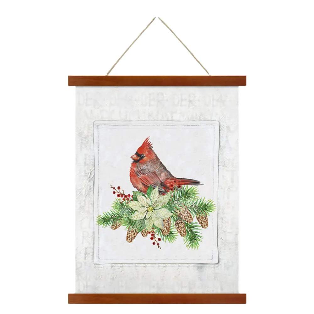 Discount Christmas Forever WALL SCROLL CARDINAL ON A POINSETTIA & PINE 15.5″x19.5″