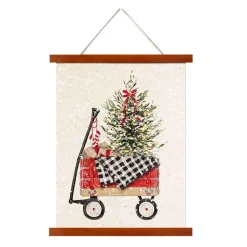 Online Christmas Forever WALL SCROLL WAGON W/ TREE 12″x15.5″