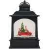 Clearance Christmas Forever WATER LANTERN BLACK 8″ RED TRUCK SCENE W/ SWIRL GLITTER, LED B/O