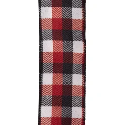 Best Christmas Forever WIRED RIBBON 2.5″X10 YDS BLACK/ WHITE/ RED CHECK