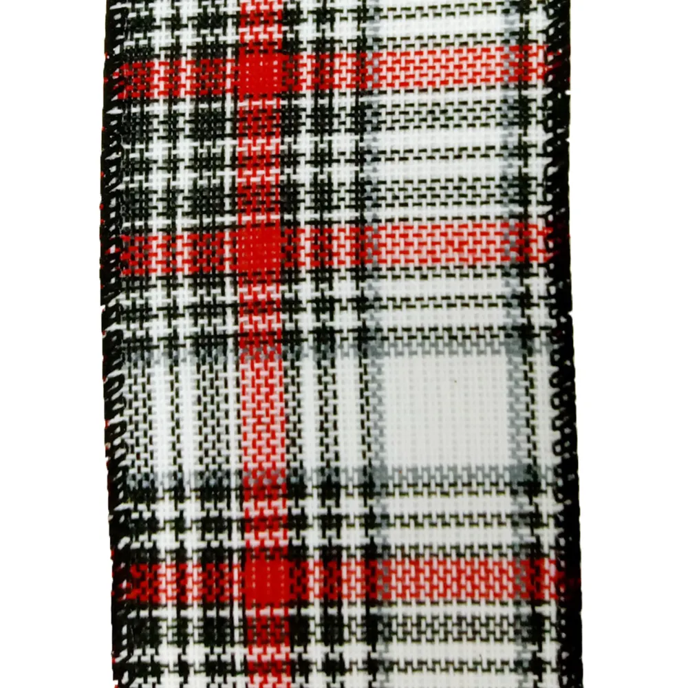 Sale Christmas Forever WIRED RIBBON 2.5″X10 YDS BLACK/ WHITE/ RED PLAID
