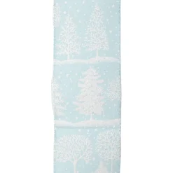 Sale Christmas Forever WIRED RIBBON 2.5″X10 YDS BLUE ICE W/ WHITE TREE PRINT