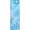 Outlet Christmas Forever WIRED RIBBON 2.5″X10 YDS BLUE- LIGHT WITH GLITTER SNOWFLAKES