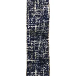 Best Christmas Forever WIRED RIBBON 2.5″X10 YDS BLUE NAVY W/ GOLD CRISS-CROSS DESIGN