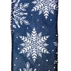 Best Christmas Forever WIRED RIBBON 2.5″X10 YDS BLUE W/ WHITE SNOWFLAKES