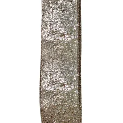 New Christmas Forever WIRED RIBBON 2.5″x10 YDS. CHAMPANGE W/ GLITTER