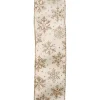 Best Christmas Forever WIRED RIBBON 2.5″X10 YDS IVORY W/ GOLD GLITTER SNOWFLAKES