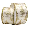 Discount Christmas Forever WIRED RIBBON 2.5″x10 YDS. IVORY W/ CHAMPANGE TREES