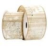 Sale Christmas Forever WIRED RIBBON 2.5″x10 YDS. NATURAL W/ WHITE TREES