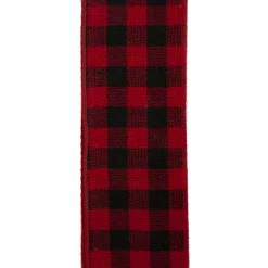 Clearance Christmas Forever WIRED RIBBON 2.5″X10 YDS RED/ BLACK SMALL CHECK