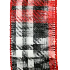 Clearance Christmas Forever WIRED RIBBON 2.5″X10 YDS RED/ BLACK/ WHITE PLAID