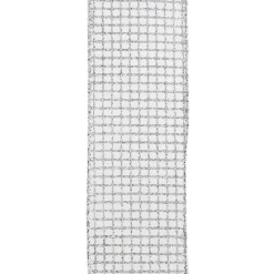 Clearance Christmas Forever WIRED RIBBON 2.5″X10 YDS SILVER GLITTER ON WHITE NET