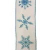 Best Christmas Forever WIRED RIBBON 2.5″X10 YDS WHITE W/ BLUE SNOWFLAKES