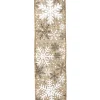 Christmas Forever WIRED RIBBON 2.5″X10YD NATURAL W/ WHITE 7 BROWN GLITTER SNOWFLAKES