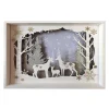 Christmas Forever WOODEN FRAME DECORE13″X9″ WHITE DEER DESIGN