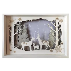 Christmas Forever WOODEN FRAME DECORE13″X9″ WHITE DEER DESIGN