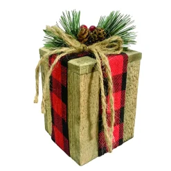 Sale Christmas Forever WOODEN GIFT BOX 3.5″x6″ WITH RUSTIC | BUFFALO PLAID DECORATION